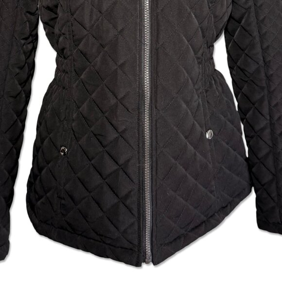 Laundry by Design Black Quilted Zip-Up Winter Jacket with Hood Sz M - Picture 5 of 8